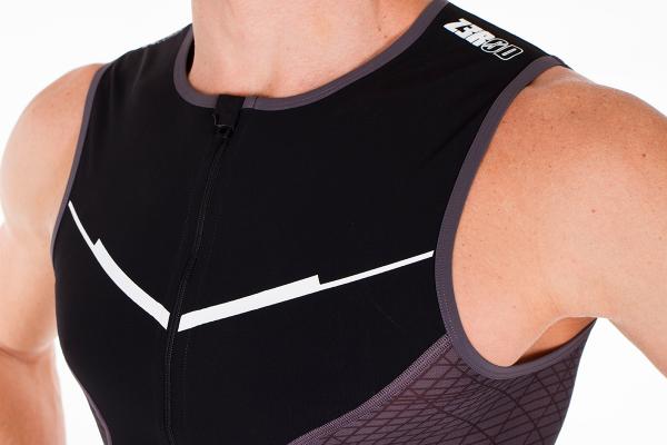 Singlet triathlon racer homme noir et blanc | Z3R0D - haut de triathlon 