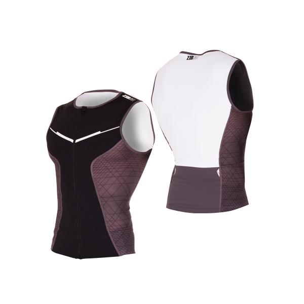 Singlet triathlon racer homme noir et blanc | Z3R0D - haut de triathlon 