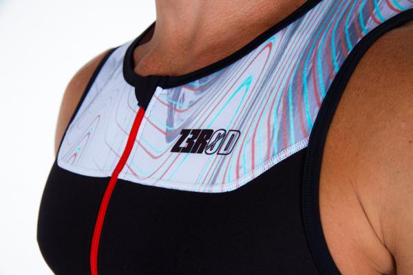 Triathlon start black and white Noisy Glitch singlet | Z3R0D triathlon top