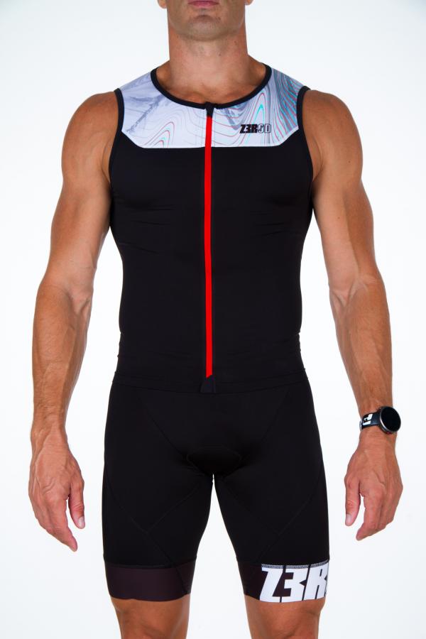 Haut de triathlon singlet Start Noisy Glitch noir et blanc| Z3R0D