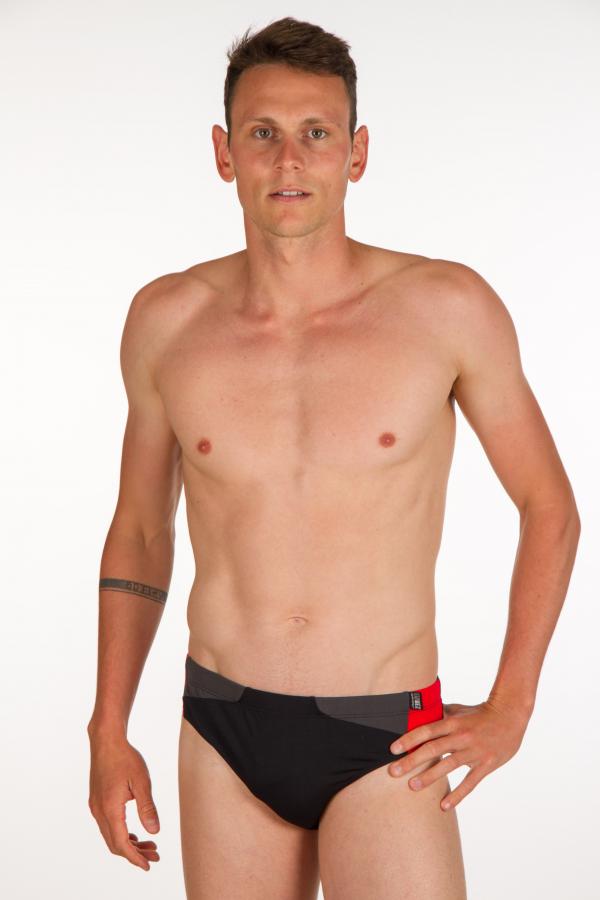 Slip de bain homme noir, gris et rouge | Z3R0D