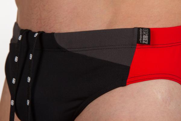 Slip de bain homme noir, gris et rouge | Z3R0D