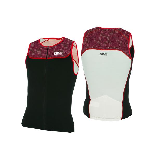 Haut de triathlon singlet Start noir et rouge | Z3R0D