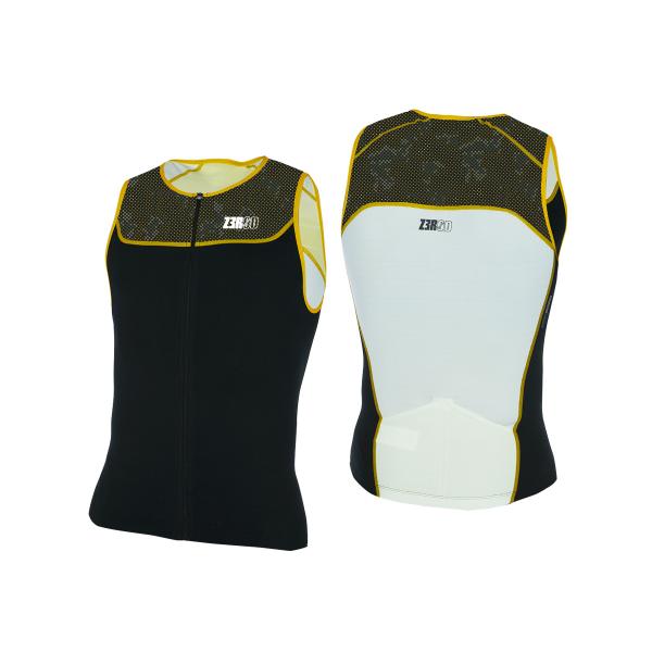 Haut de triathlon singlet Start jaune et noir | Z3R0D