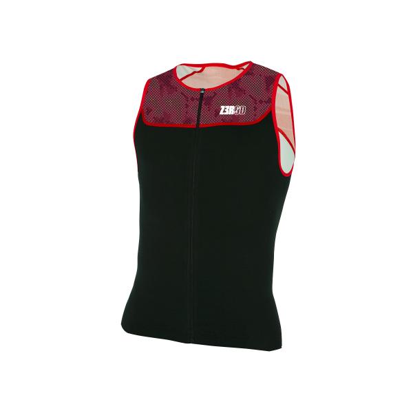 Haut de triathlon singlet Start noir et rouge | Z3R0D