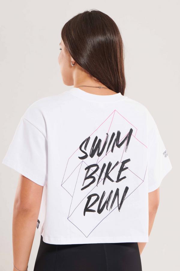 T-shirt oversize crop femme Z3R0D - Swim Bike Run 