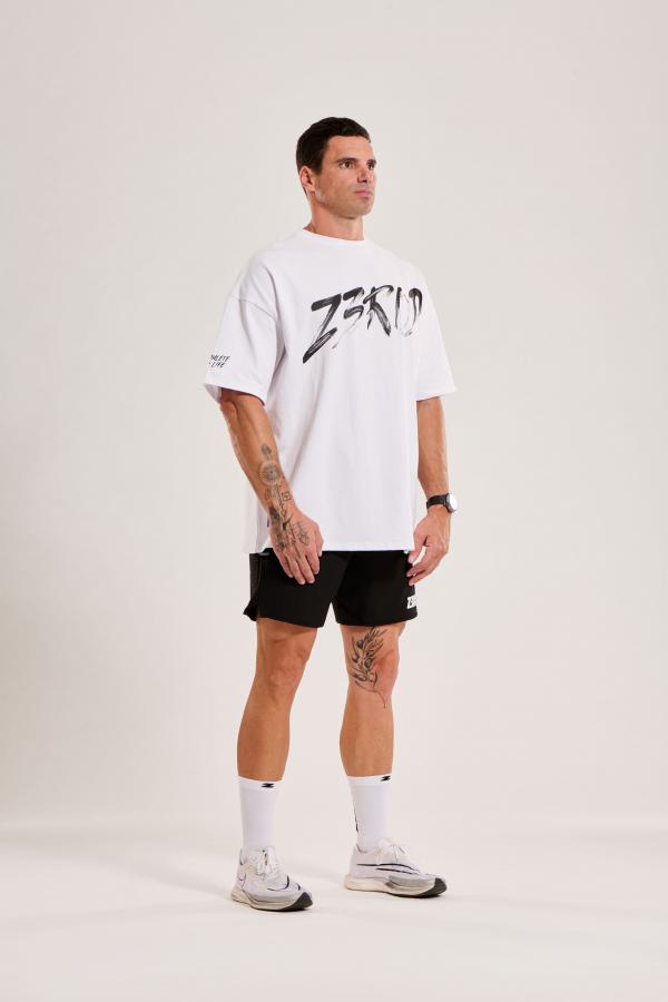 T-Shirt oversize blanc Swim Bike Run homme lifestyle Z3R0D