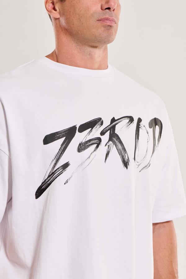 T-Shirt oversize blanc Swim Bike Run homme lifestyle Z3R0D