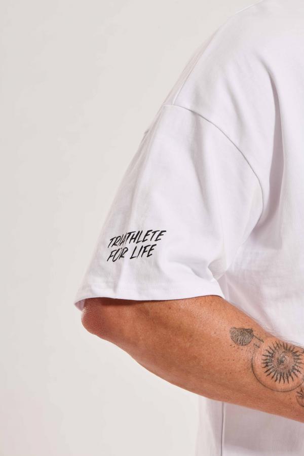 T-Shirt oversize blanc Swim Bike Run homme lifestyle Z3R0D