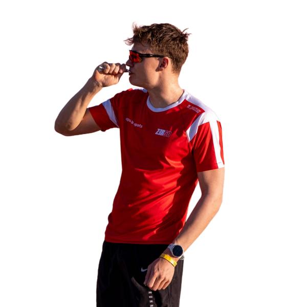 Denmark Man Red Running T-shirt | Z3R0D Danish running tee