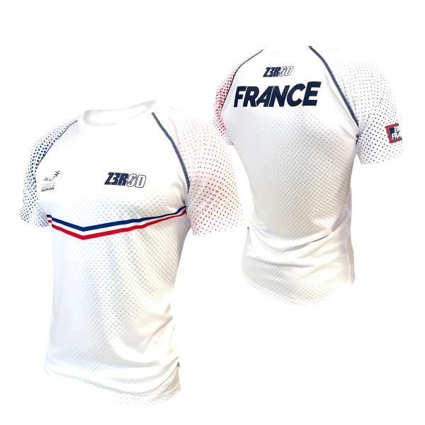 T-shirt manche courtes running hommes équipe de France Z3R0D blanc