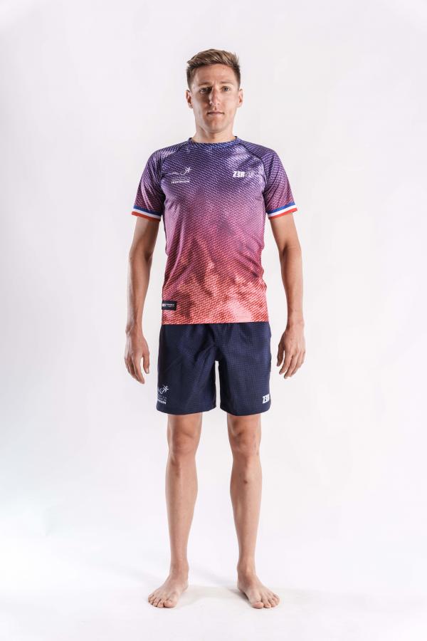 T-shirt manches courtes running hommes équipe de France Z3R0D bleu marine