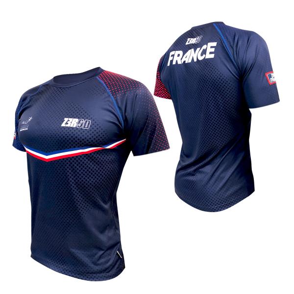 T-shirt manches courtes running hommes équipe de France Z3R0D bleu marine