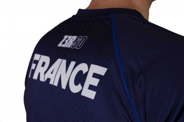 T-shirt manches courtes running hommes équipe de France Z3R0D bleu marine