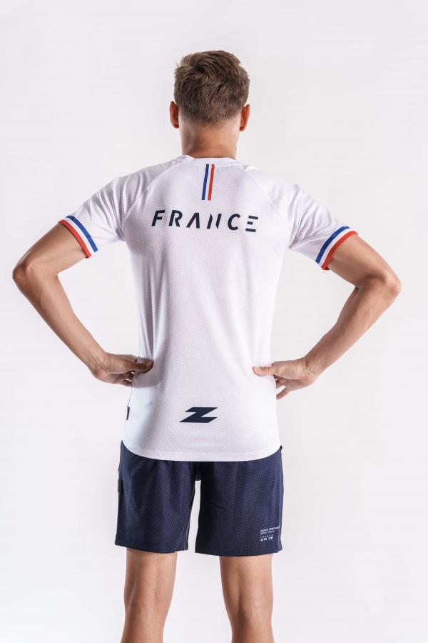 T-shirt manches courtes running hommes équipe de France Z3R0D bleu marine