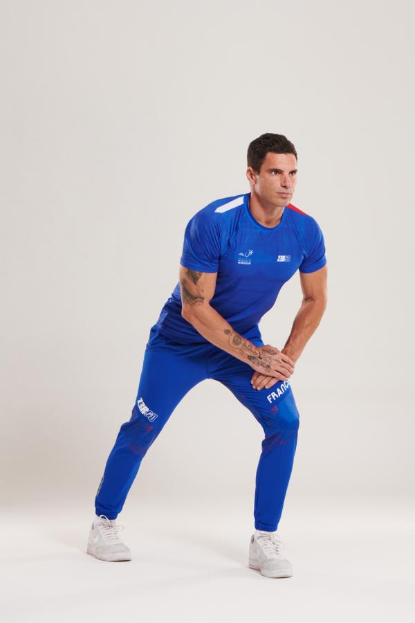 T-shirt manches courtes running hommes équipe de France Z3R0D bleu marine
