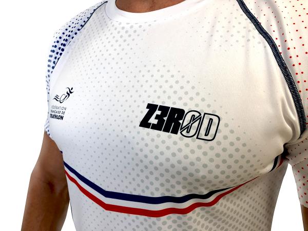 T-shirt manche courtes running hommes équipe de France Z3R0D blanc