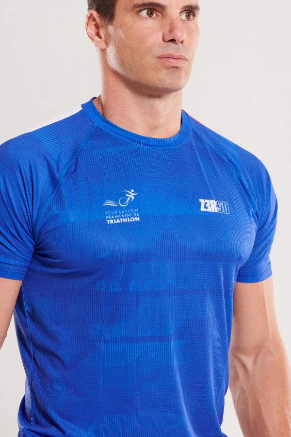 T-shirt manches courtes running hommes équipe de France Z3R0D bleu marine