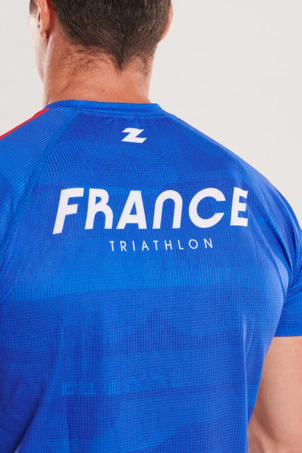 T-shirt manches courtes running hommes équipe de France Z3R0D bleu marine