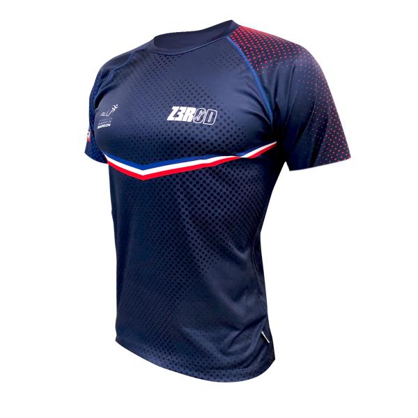 T-shirt manches courtes running hommes équipe de France Z3R0D bleu marine