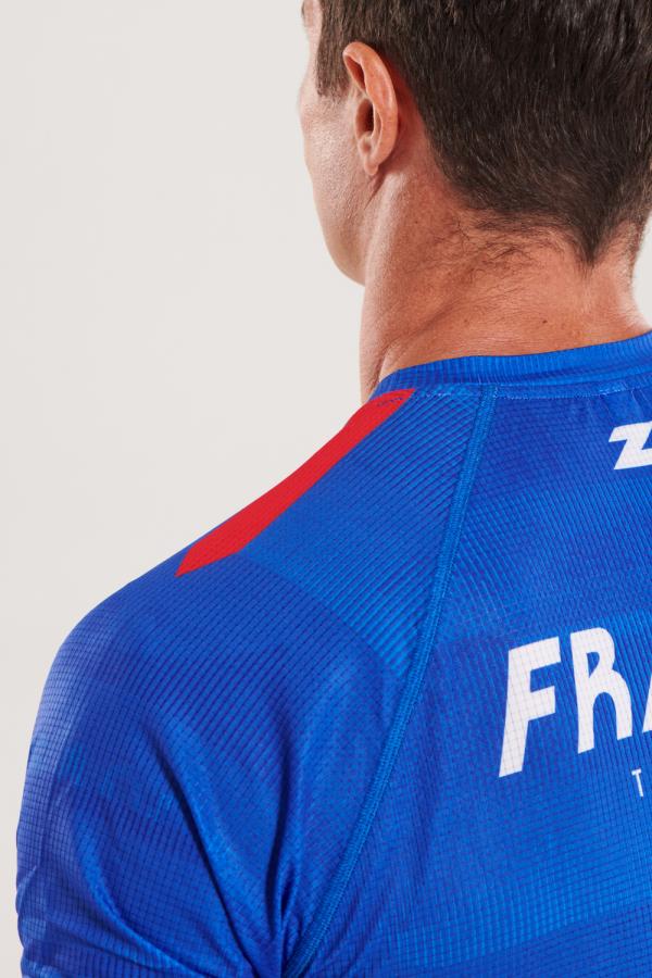 T-shirt manches courtes running hommes équipe de France Z3R0D bleu marine