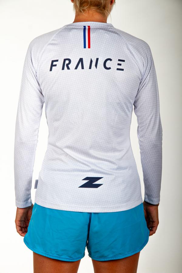 T-shirt manches longues running blanc femme équipe de France Z3R0D