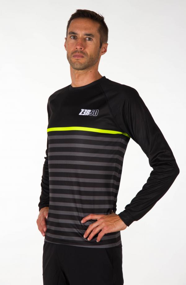 Z3R0D - Triathlon : Capsules, MARINIERE BLACK  : MARINIERE BLACK RUNNING LONG SLEEVES T-SHIRTS  (MARINIERE BLACK)