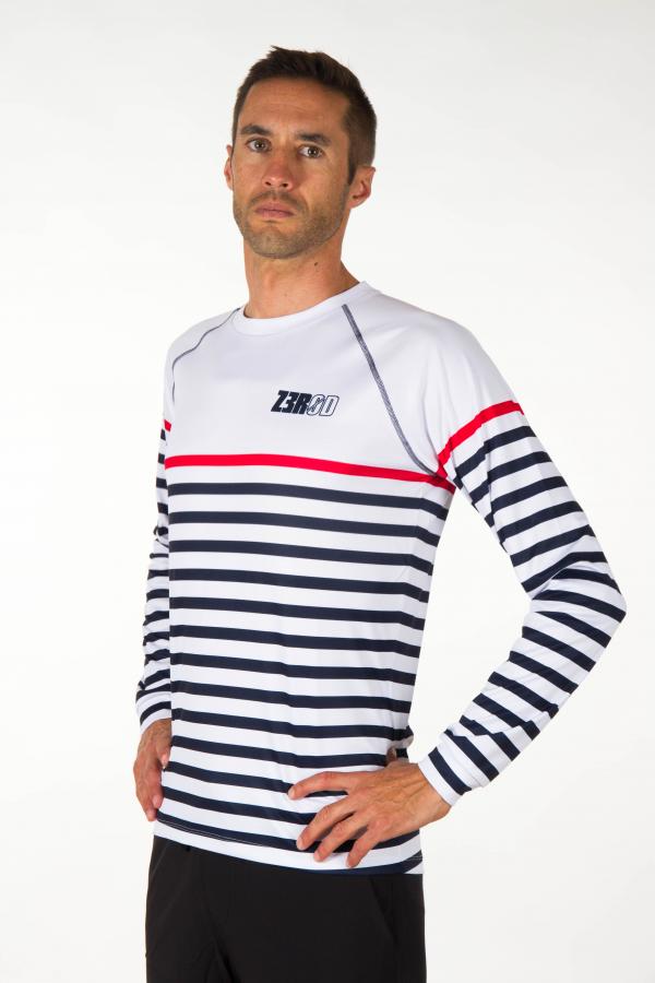 T-shirt manches longues running marinière navy Z3R0D