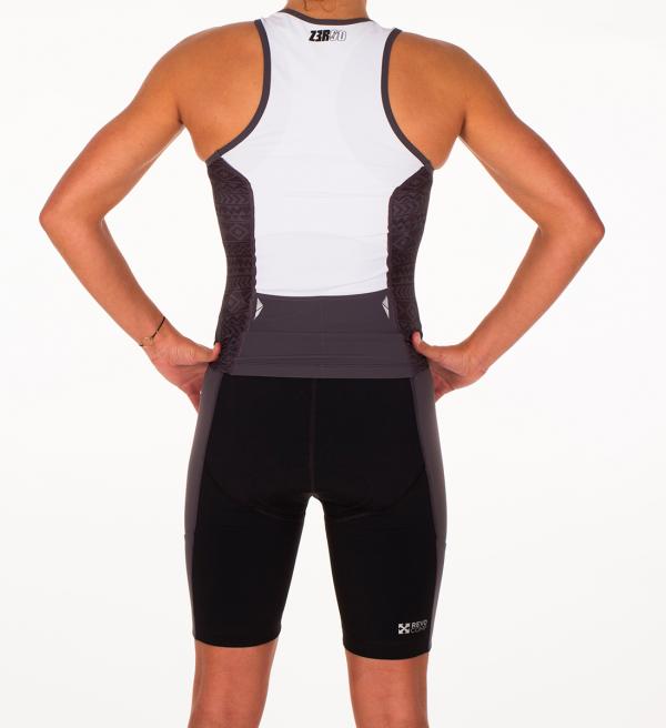 Haut de triathlon femme racer noir, gris et blanc | Z3R0D 