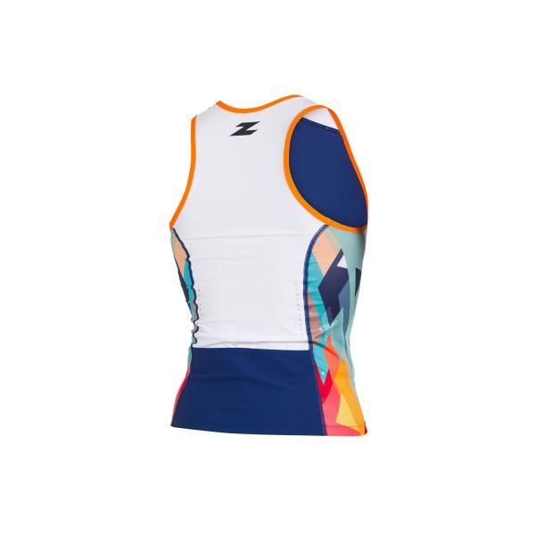 Haut de triathlon femme bleu, orange et blanc | Z3R0D 