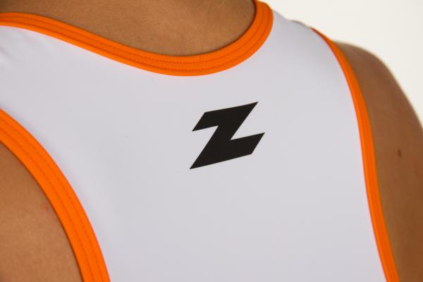 Triathlon racer blue, orange and white top for women | Z3R0D 