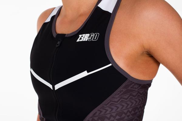 Triathlon racer black, grey and white top for women | Z3R0D 