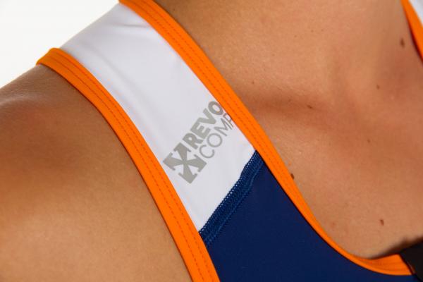 Haut de triathlon femme bleu, orange et blanc | Z3R0D 