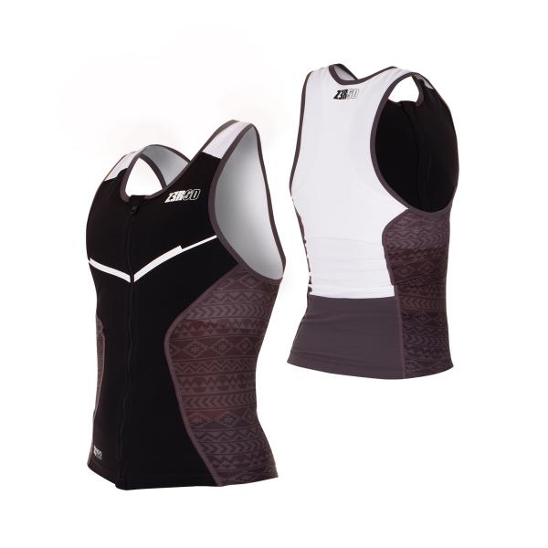 Triathlon racer black, grey and white top for women | Z3R0D 