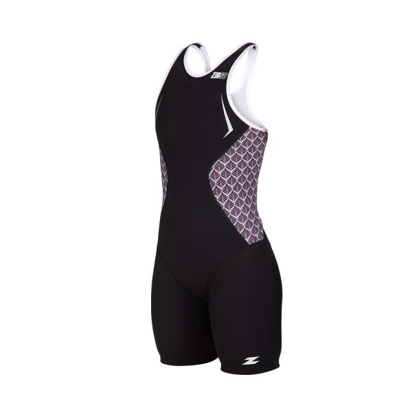 Trifonction racer femme noire, grise et blanche | Z3R0D - tenue de triathlon 