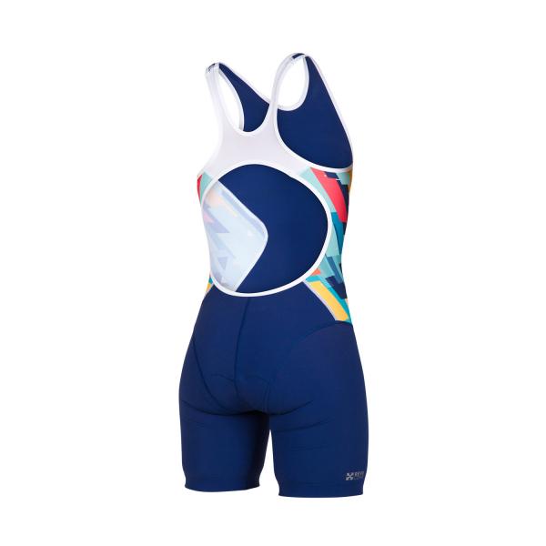 Trifonction racer femme bleue Kubik Block | Z3R0D - tenue de triathlon 