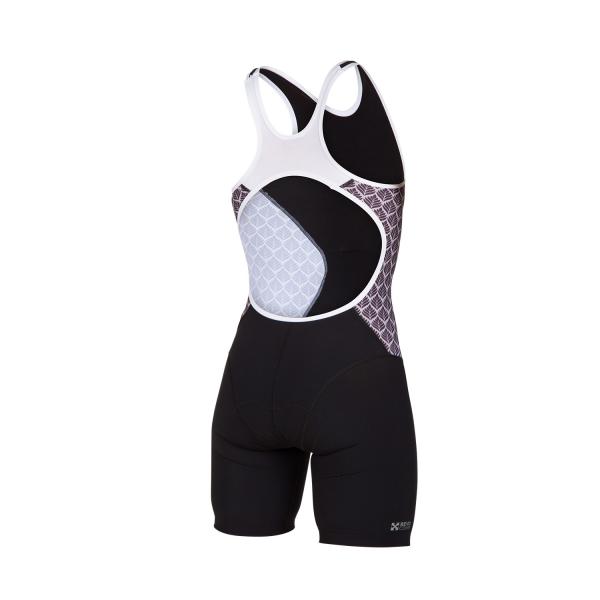 Trifonction racer femme noire, grise et blanche | Z3R0D - tenue de triathlon 