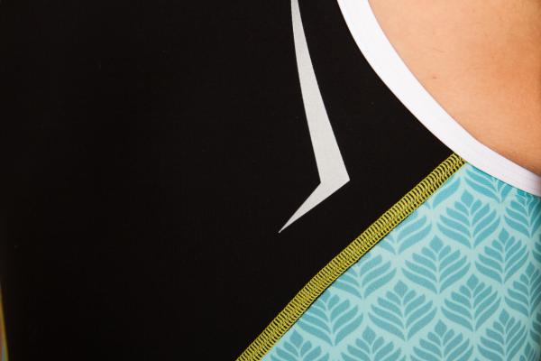 Triathlon racer black, white and light green suit for women | Z3R0D female trisuit