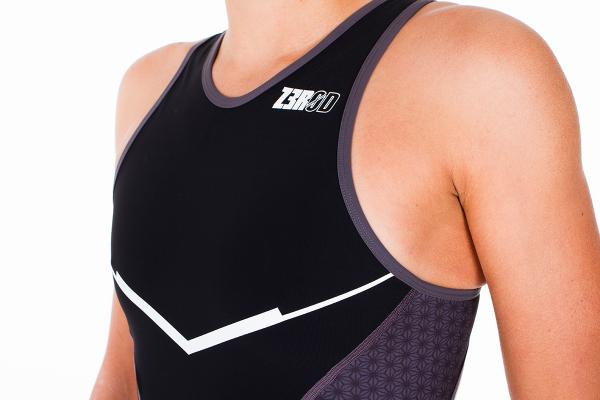 Triathlon racer black, grey and white suit for women | Z3R0D female trisuit