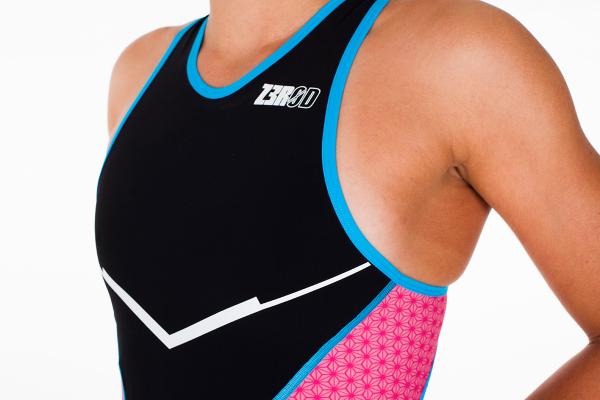 Triathlon racer black, atoll and pink suit for women | Z3R0D female trisuit