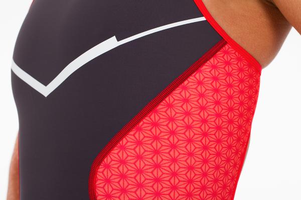 Triathlon racer grey and red suit for women | Z3R0D female trisuit