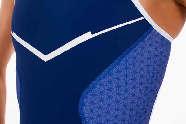 Triathlon racer dark blue and white suit for women | Z3R0D female trisuit