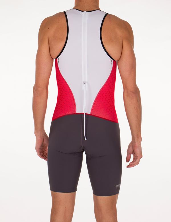 Trifonction racer homme gris, rouge et blanc | Z3R0D - tenue de triathlon 