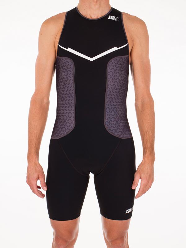 Trifonction racer homme noir, gris et blanc | Z3R0D - tenue de triathlon 