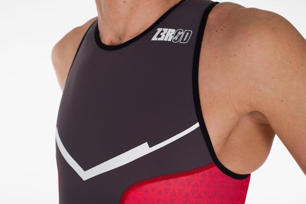 Triathlon Racer man grey, red and white trisuit | Z3R0D 