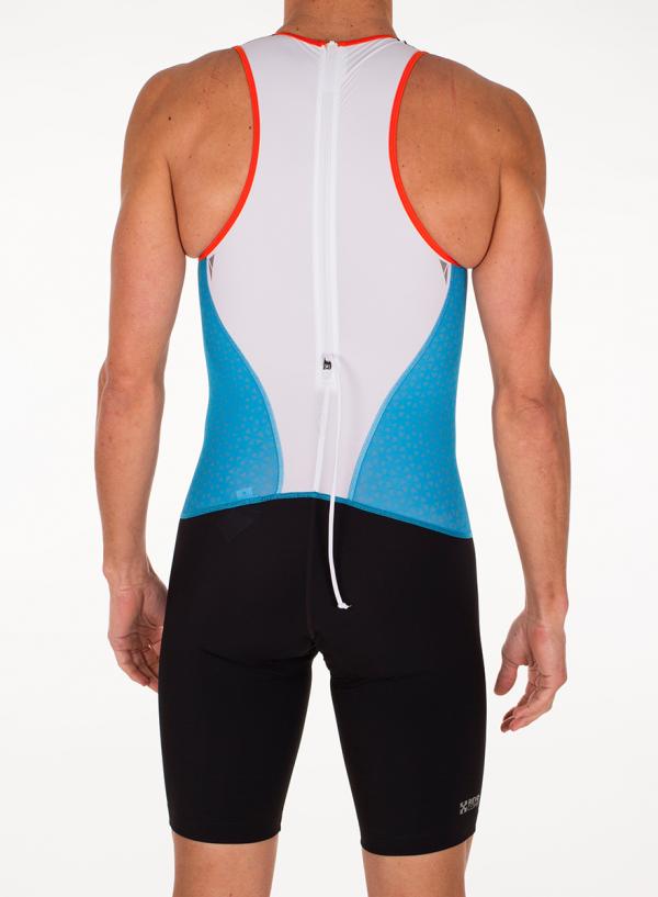 Trifonction racer homme bleu atoll, orange et blanc | Z3R0D - tenue de triathlon 