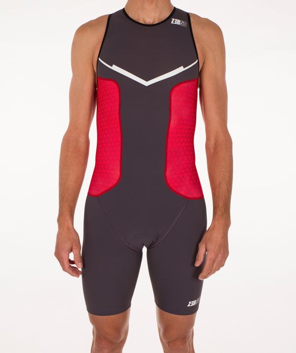 Triathlon Racer man grey, red and white trisuit | Z3R0D 