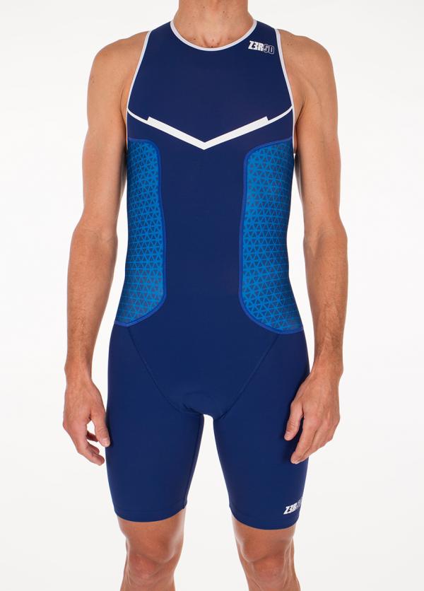 Trifonction racer homme bleu marine et blanc | Z3R0D - tenue de triathlon