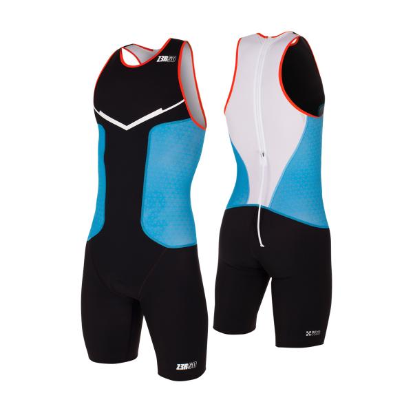 Trifonction racer homme bleu atoll, orange et blanc | Z3R0D - tenue de triathlon 