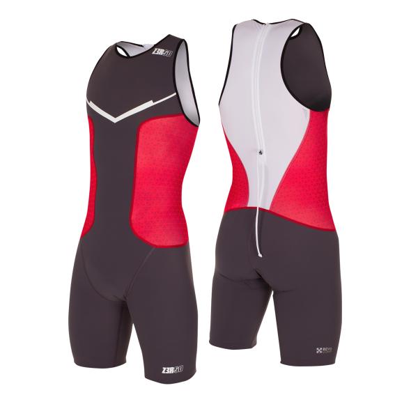 Trifonction racer homme gris, rouge et blanc | Z3R0D - tenue de triathlon 